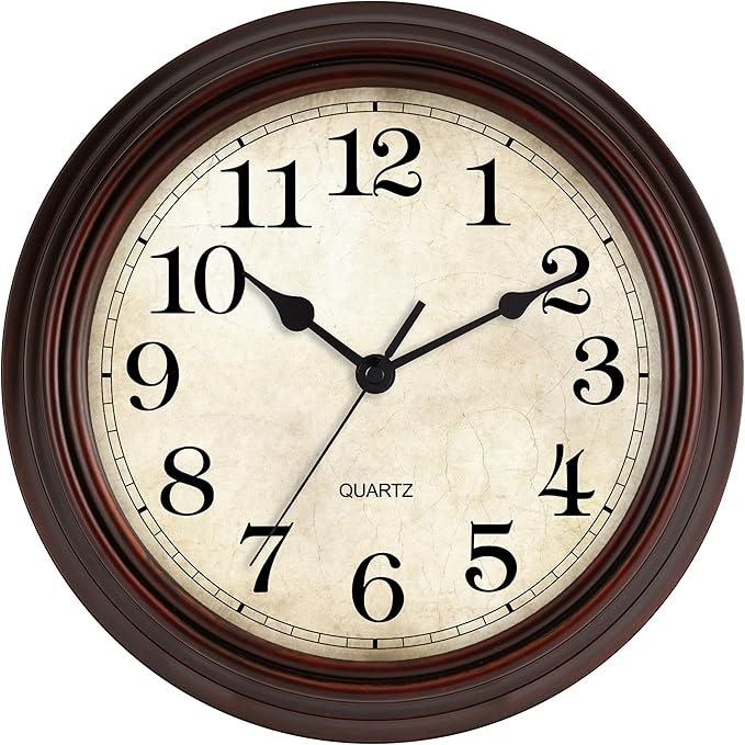 HYLANDA Wall Clock, Bronze Silent Non Ticking Classic Battery Operated Clocks, Decorative for Living Room, Bedrooms, Kitchen, Office (16 inch)