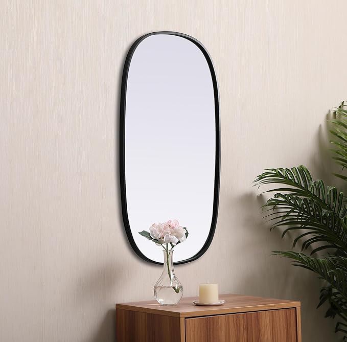 Gleam, Metal Frame Oval Mirror 20X36 Inch in, Modern, Black