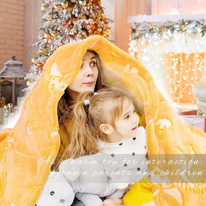 Glow in The Dark Blanket Dinosaur Throw Blanket for Boys Kids Cute Dino Blanket Unique Christmas Toys Gifts Gray Glowing Dinosaur Room Decor Blankets for Girls Teens