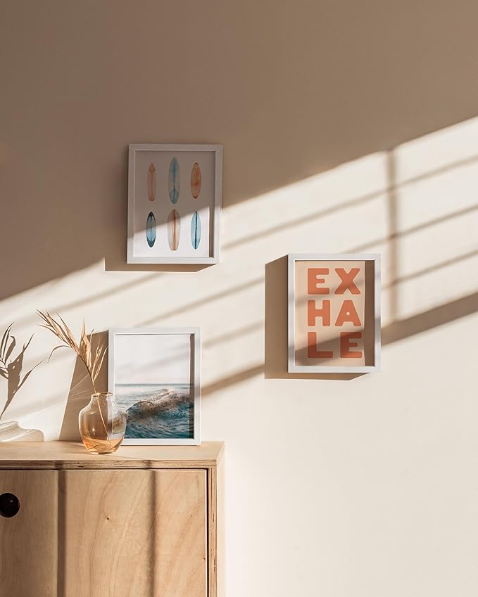 HAUS AND HUES White Oak Wood 6x8 Picture Frames - Set of 9, Premium Frames with Plexiglass (6x8 in, White)