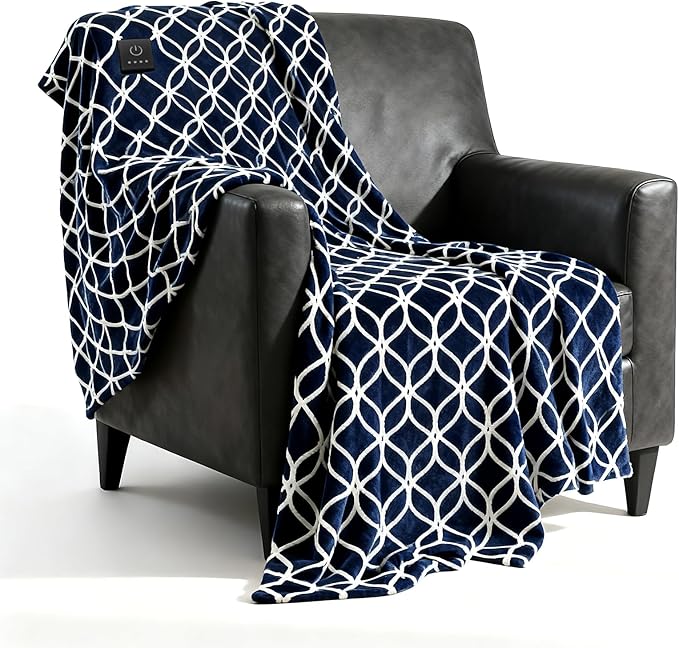 Heated Throw Blanket Electric Blanket with Built-in Button Controller 50"x60" One-Touch Ultra Cozy Soft Warm Heating Electric Blanket with 4 Heat Levels & 4 Hours Auto-Off Overheat