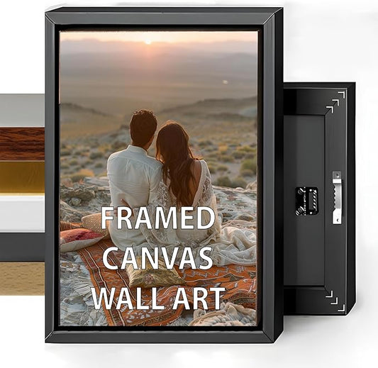 Fardes Custom Canvas Wall Art Framed, Framed Canvas Prints with Your Photos, Personalized Large Canvas Wall Art, Make Your Photo Framed Wall Decor for Bedroom, Living Room, Kitchen
