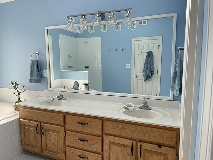 Frame My Mirror White Bathroom Mirror for Wall, 20" x 36" Pure White Bathroom Vanity Mirror, Made in USA, Hangs Horizontally or Vertically, Ellis Design
