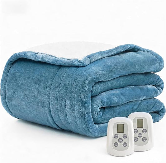 Heated Blanket Electric Blanket Queen Size 84"x90" Fast Heating Electric Blanket with Dual Control 10 Heat Levels & 10 Hours Auto-Off Overheat Protection Cozy Soft Flannel Heated Throw Blanket