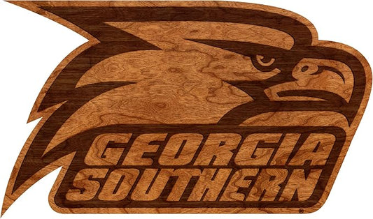 LazerEdge Georgia Southern Eagles Wooden Wall Art – Officially Licensed College Decor – Laser-Etched Hanging Sign – Cherry Wood