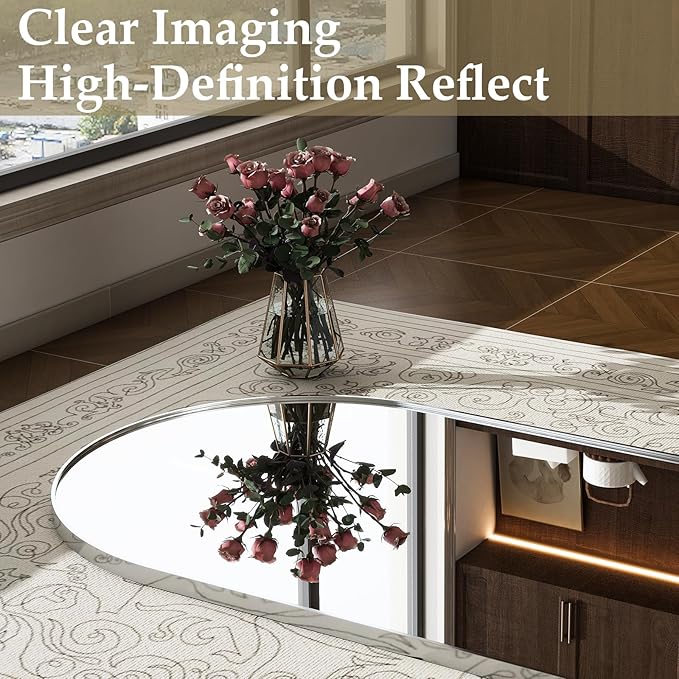 57" x 20" Arched Full Length Mirror - Wall Mounted/Floor Mirror Aluminum Alloy Frame Full Body Mirrors for Bathroom Living Room Bedroom and Entryway,Sliver