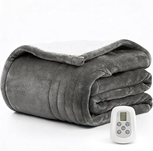 Heated Blanket Electric Blanket Twin 62"x84" Fast Heating Electric Blanket with 10 Heat Levels & 10 Hours Auto-Off Overheat Protection Cozy Soft Flannel Heated Throw Blanket