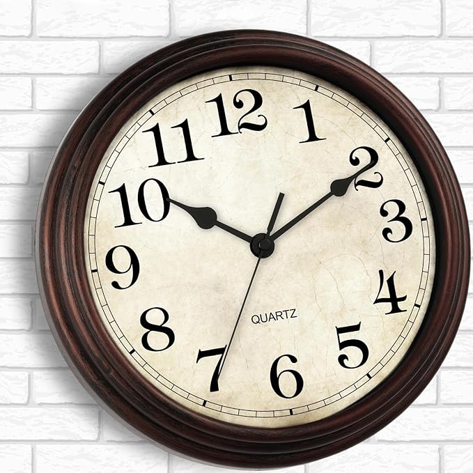 HYLANDA Wall Clock, Bronze Silent Non Ticking Battery Operated Clocks, Decorative for Living Room, Bedrooms, Kitchen, Office (14 inch)