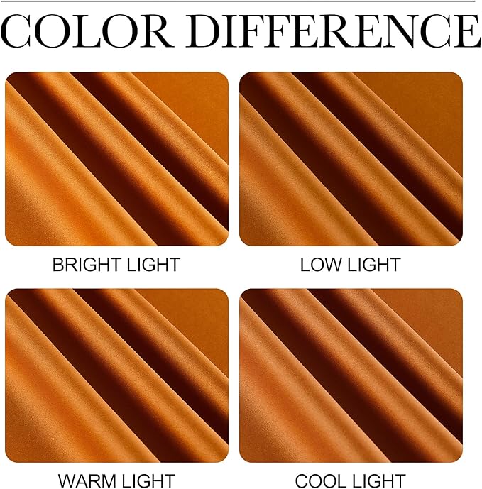 NICETOWN Room Darkening Cafe Satin Curtains for Small Windows, 42" Wide by 63" Long, 2 Panels, Orange, Grommet Privacy Faux Silk Blackout Drapes for Bedroom