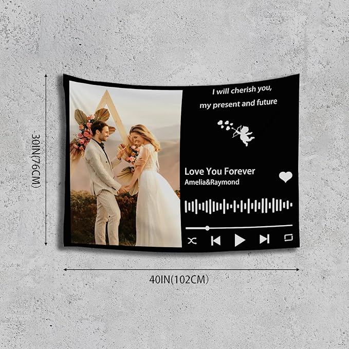 Customizable tapestry For Wall Bedroom Customized Backdrop Personalized Image Text Photo Customized Funny Tapestry Signs Custom Banners Personalized Song Horizontal Tapestries 40×60in