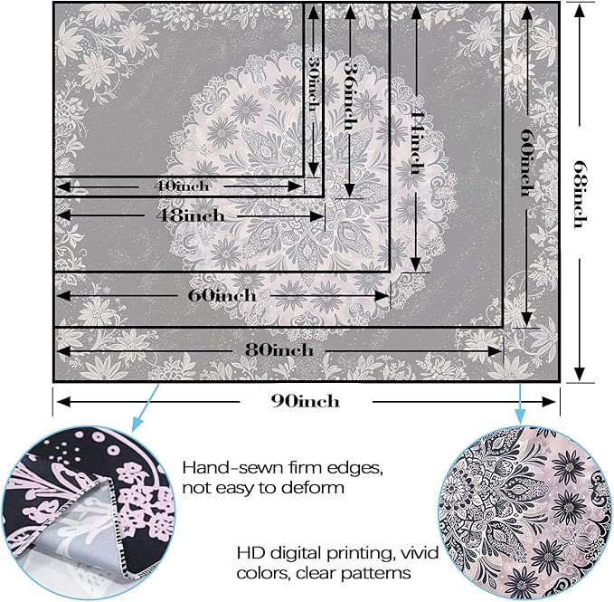 Fowocu Boho Floral Mandala Tapestry Wall Hanging Grey Bohemian Flower Medallion Tapestry Aesthetic Gray Black Hippie Indian Small Tapestries for Bedroom Living Room Dorm Decor 80 x 60 Inch