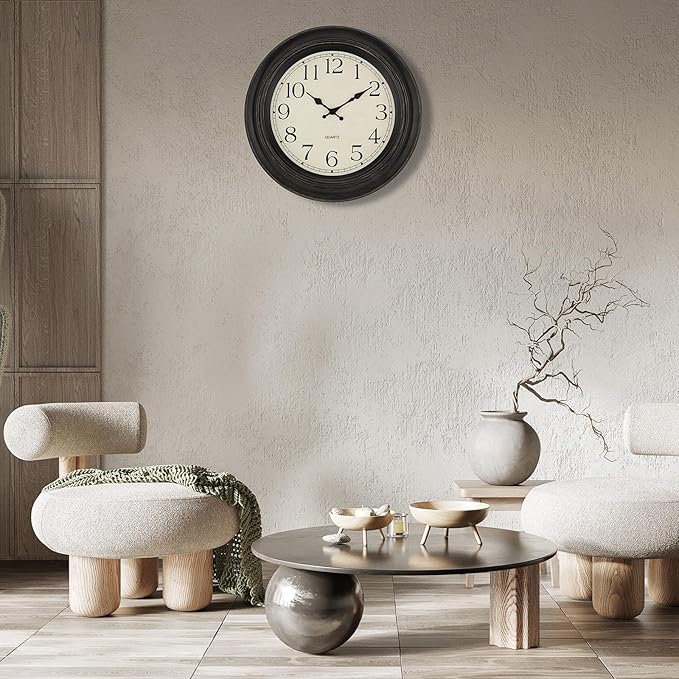 Foxtop Large Wall Clock 18 Inch Silent Non Ticking Battery Operated Classic Vintage Retro Wall Clock Decorative for Living Room Kitchen Home Office (Bronze)