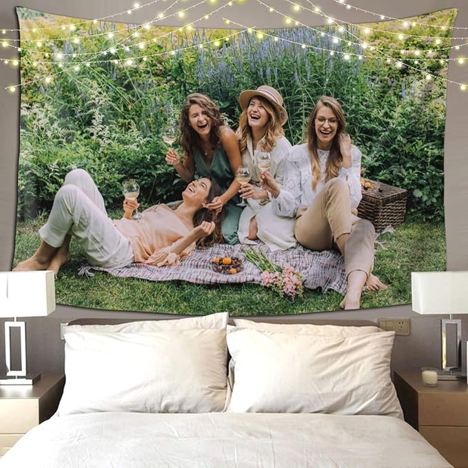 EastSail Custom Tapestry, Personalized Pictures Photos Text for Home, Dorm, Party, Living Room Backdrop Decor Horizontal 90x60 Inch