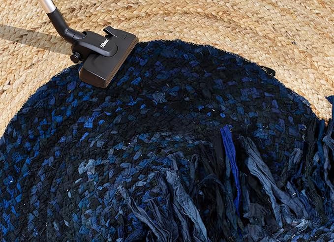 10' Round Hand Braided Natural Jute Chindi Cotton Round Rug for Entryeway, Kitchen, Doormate, Living Room Décor, Solid Farmhouse Design Indoor Outdoor Eco Friendly Carpet