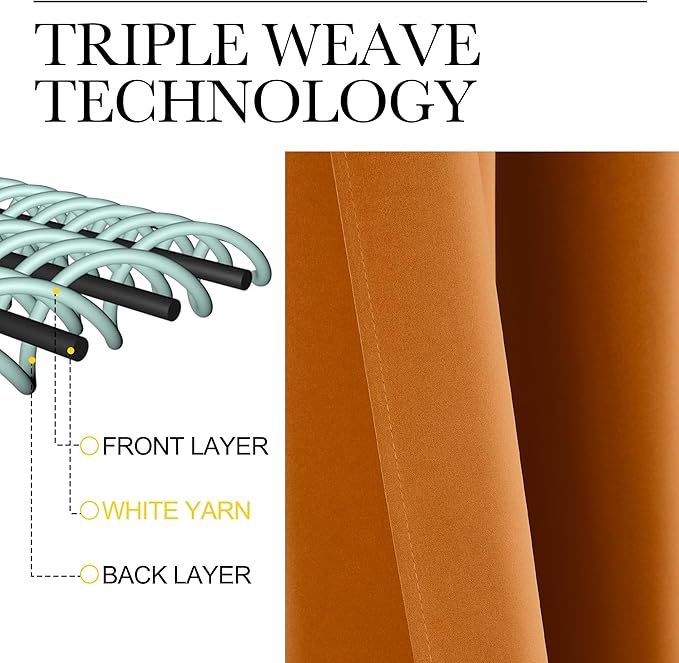 NICETOWN Room Darkening Cafe Satin Curtains for Small Windows, 42" Wide by 63" Long, 2 Panels, Orange, Grommet Privacy Faux Silk Blackout Drapes for Bedroom