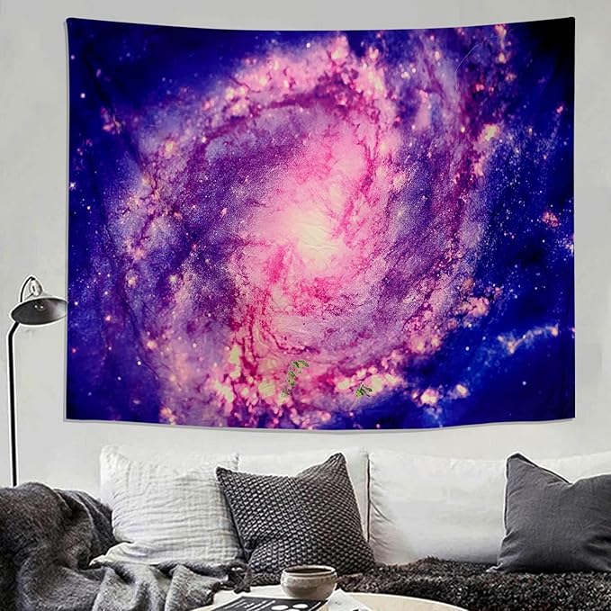 PSYHILAR Blacklight Posters for Adults and Teens Purple UV Reactive, Space Galaxy Black Light Tapestry for Boys Room (59 x 51 Inches)
