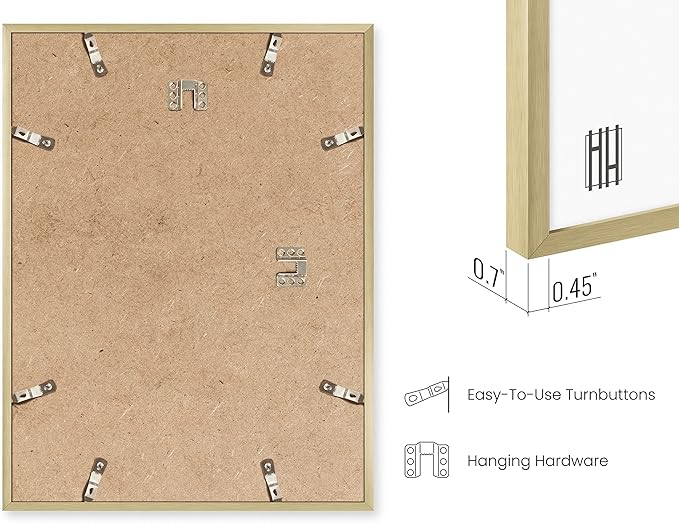 HAUS AND HUES 20x30 Gold Metal Picture Frames - Premium Aluminum with Hanging Hardware, Shatterproof Plexiglass - Perfect for Home or Office (20x30 in, Gold, Set of 6)