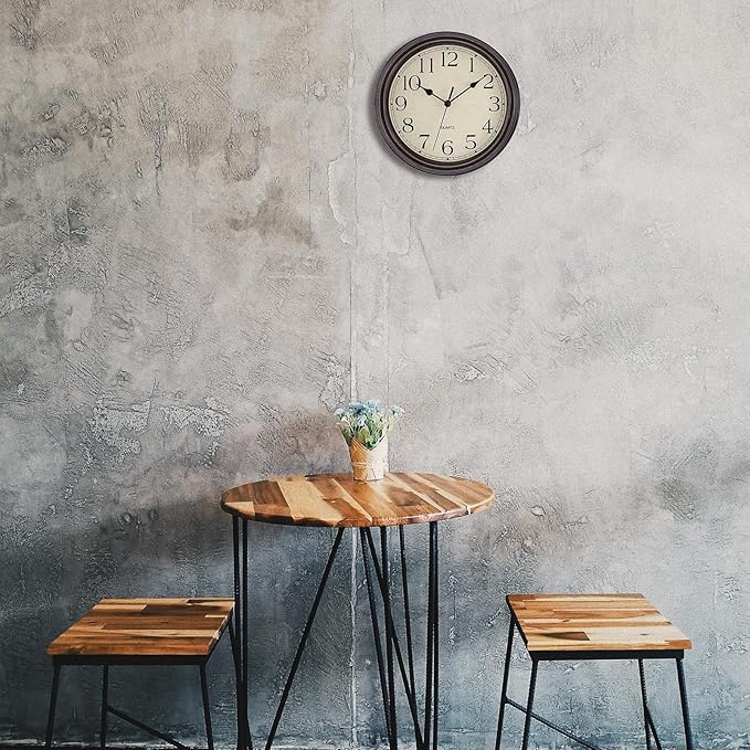 Foxtop Retro Silent Non-Ticking Round Classic Clock Quartz Decorative Battery Operated Wall Clock for Living Room Kitchen Home Office 12 Inch (Bronze)