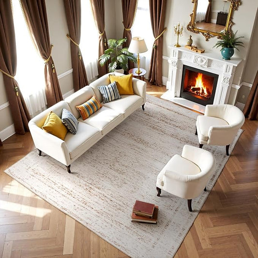 8x10 Washable Area Rug, Soft Area Rugs for Living Room, Non Slip Backing,Short-Pile&Durable Edge Binding, Stain Resistant, The Large Carpet for Bed Room, Dining Room,Office,Playroom(AL-07283)