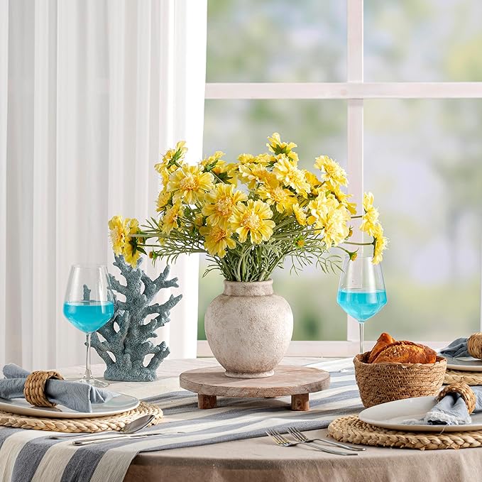 Ceramic Flower Vase, 6.7 Inch White Rustic Farmhouse Decorative Vase Pottery Pampas Grass Vases for Home Decor Table Living Room Entryway Mantel Bookshelf Bedroom Bathroom Kitchen - Rustic White