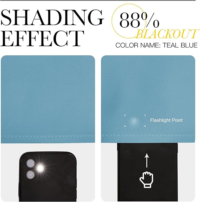 NICETOWN Room Darkening Curtains for Kitchen, Teal Blue, Set of 2, 42 inches Wide by 50 inches Long, Window Treatment Thermal Insulated Solid Grommet Room Darkening Curtains/Drapes for Bedroom