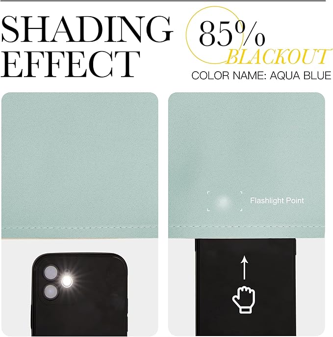 NICETOWN Aqua Blue Room Darkening Curtains for Kitchen, Window Treatment Thermal Insulated Solid Grommet Room Darkening Curtains/Drapes for Bedroom (Set of 2, 42 inches Wide by 48 inches Long)