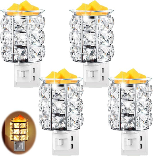4 Pcs Wall Plug in Wax Warmer Crystal Fragrance Warmer Decorative Pluggable Wax Burner for Scented Wax Electric Wax Melt Plug in for Home Office, Spa, Bedroom, Kitchen, Bathroom