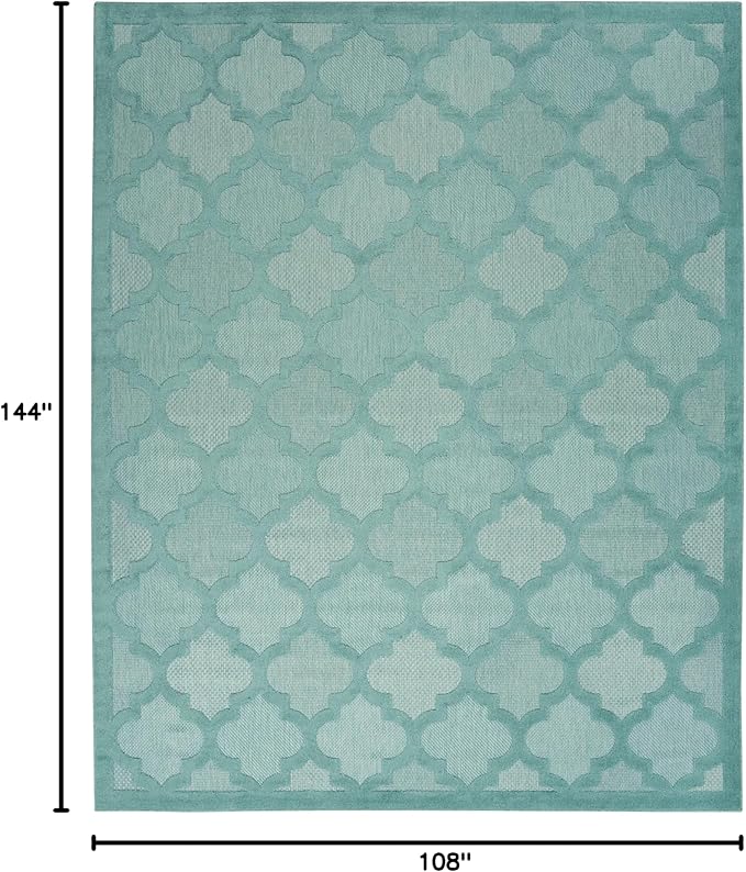 Nourison Home Easy Care 9' x 12' Aqua/Teal Indoor/Outdoor Fabric Rug