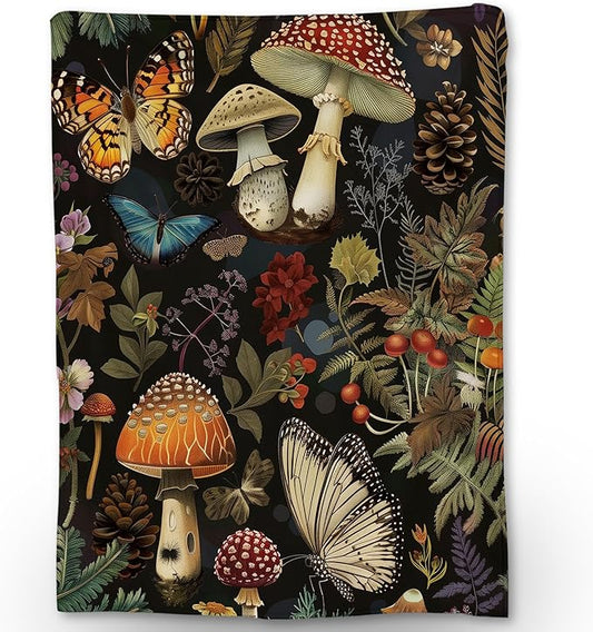 Mushroom Blanket - Soft, Cozy, Lightweight Flannel Throw Blankets for Couch, Bed, and Travel, Fluffy Decor Perfect for Outdoor Use and Home Decor, for Adults Women Boys Girls 50×40 in