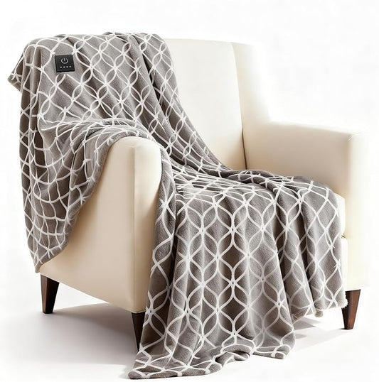 Heated Blanket Electric Throw Blanket with Built-in Button Controller 50"x60" One-Touch Ultra Cozy Soft Warm Heating Electric Blanket with 4 Heat Levels & 4 Hours Auto-Off Overheat Protection