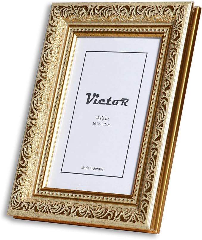VictoR 4x6 Picture Frame Rubens Green Gold - Picture Frames 4x6 - with Shutterproof Acrylic Glass - Antique - Gold 4 by 6