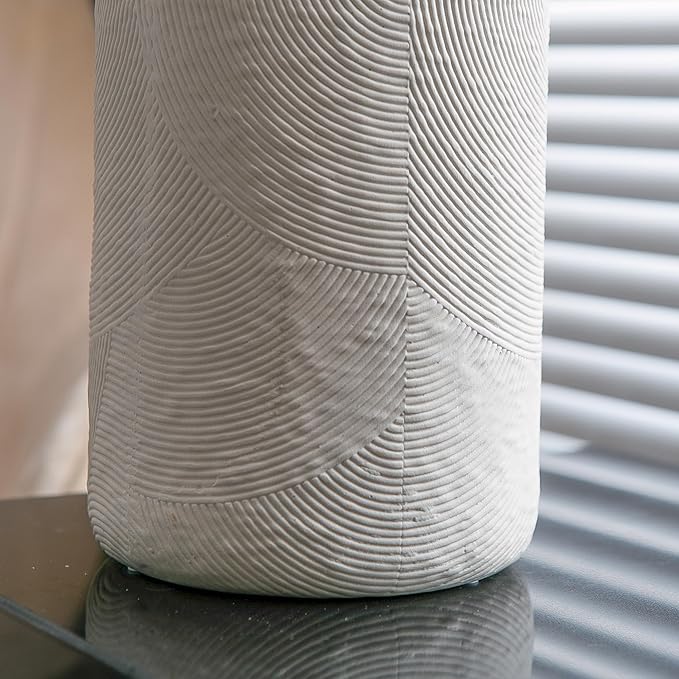 Large Textured Vase, Boho Ceramic Vase for Modern Farmhouse Home Decor, Pottery Vases for Flowers, Pampas Grass, Rustic Decorative Vase, Clay Vase Centerpieces for Dining Table