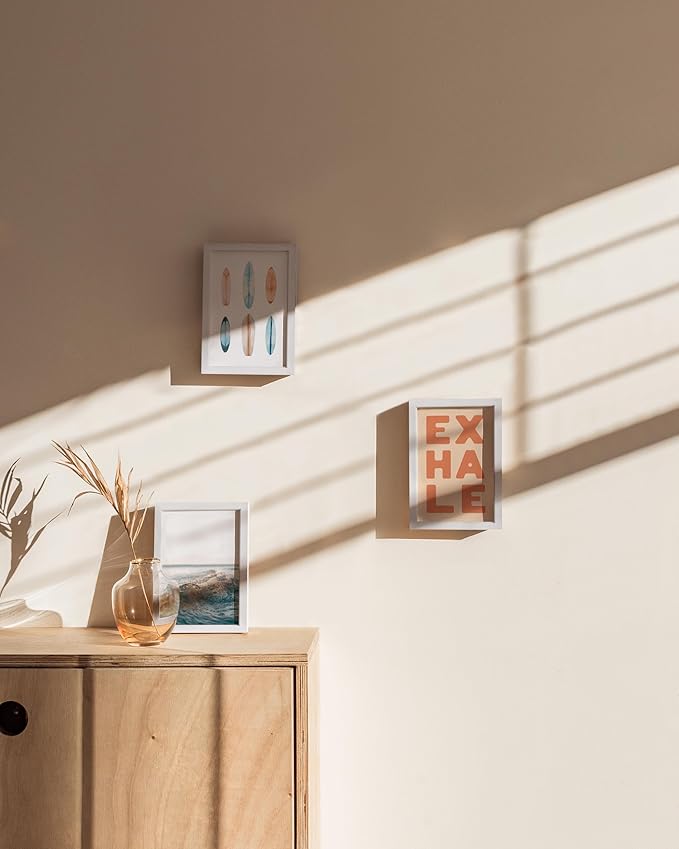 HAUS AND HUES 4x6 White Aluminum Frame Set of 3 - Vertical Hanging, Easel Back for Tabletop, Shatterproof Plexiglass (4x6 in, White)