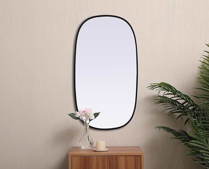 Gleam, Metal Frame Oval Mirror 20X36 Inch in, Modern, Black