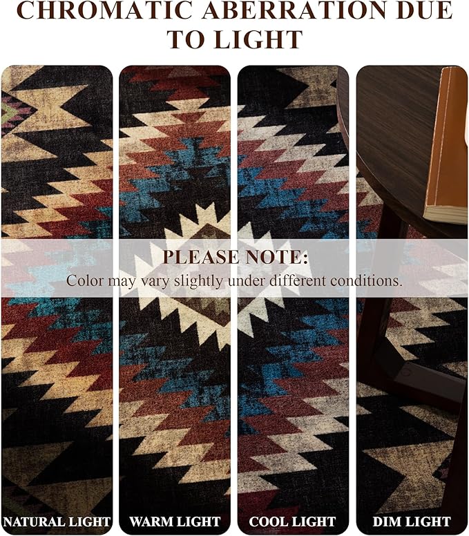 YIHOUSE Rustic Cabin Area Rug for Living Room 8x10,Machine Washable Lodge Bear Rug,Non-Slip Low Pile Print Pattern Western Rug for Bedroom