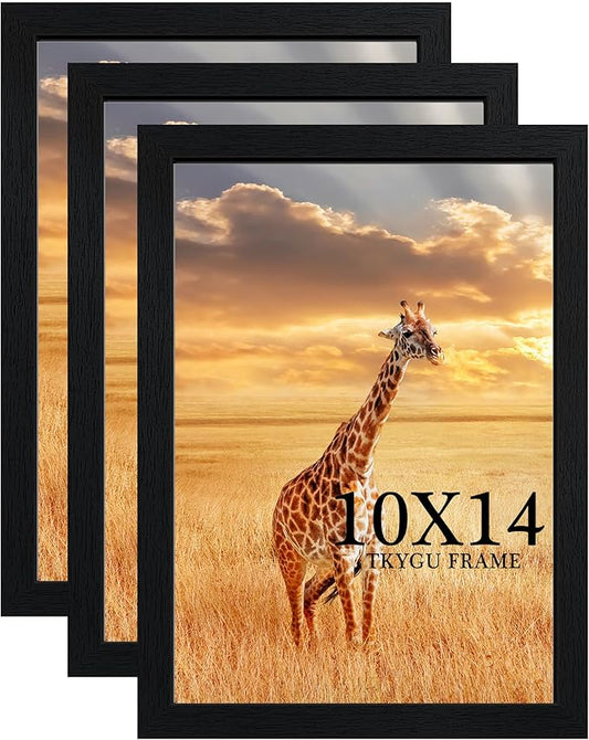10 x14 Picture Frame Set of 3, Wooden Frame Black 10 x14 Wall Gallery Poster Photo frame with Durable Shatter Resistant Plexiglass,Horizontal and Vertical Formats for Wall Mounting best gift