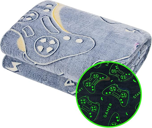 Glow in The Dark Blanket Game Controller Throw Blanket, Toys for Kids Boyfriend, Boys Teen Soft Cozy Gaming Blanket Gamer Gifts Game Decor Blankets for Home Bedroom 80"x60"