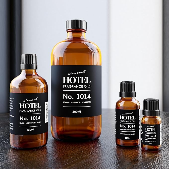 AirScent Hotel Diffuser Oil No. 1014 Inspired by The Iconic 5-Star Hotel Coastal Blend - Lemon Bergamot Sea Breeze - 30 mL, 1 fl oz - Fragrance Oil for Ultrasonic and Waterless Diffusers and Crafting