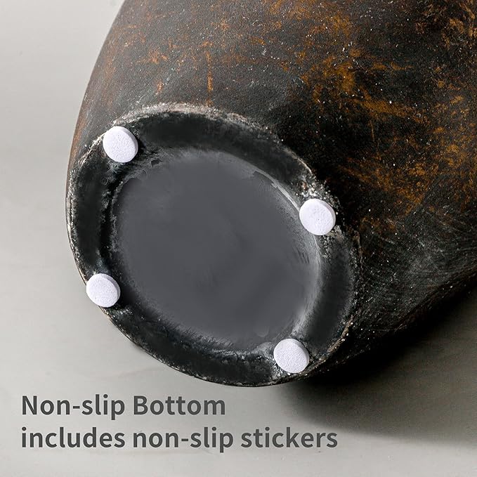 Large Ceramic Rustic Vase - 12.87 inch Tall Decorative Farmhouse Vase for Home Decor, Living Room, Shelf Decor, Enterway, Office, Table Decoration