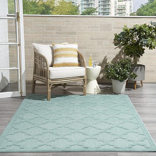 Nourison Home Easy Care 4' x 6' Aqua/Teal Indoor/Outdoor Rug