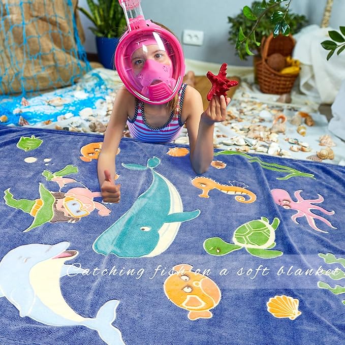 Fleece Blanket Throw Blue Toddler Boy Blankets Soft Plush Throw Blankets for Kids 50"x60"