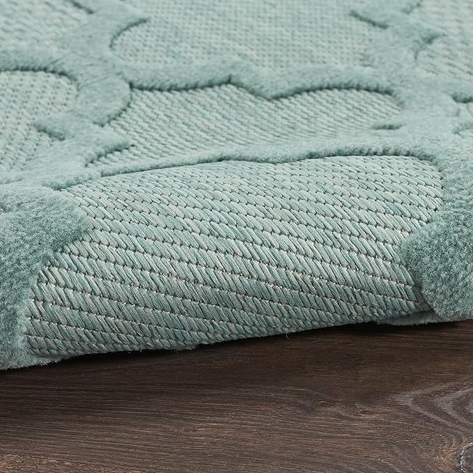 Nourison Home Easy Care 9' x 12' Aqua/Teal Indoor/Outdoor Fabric Rug