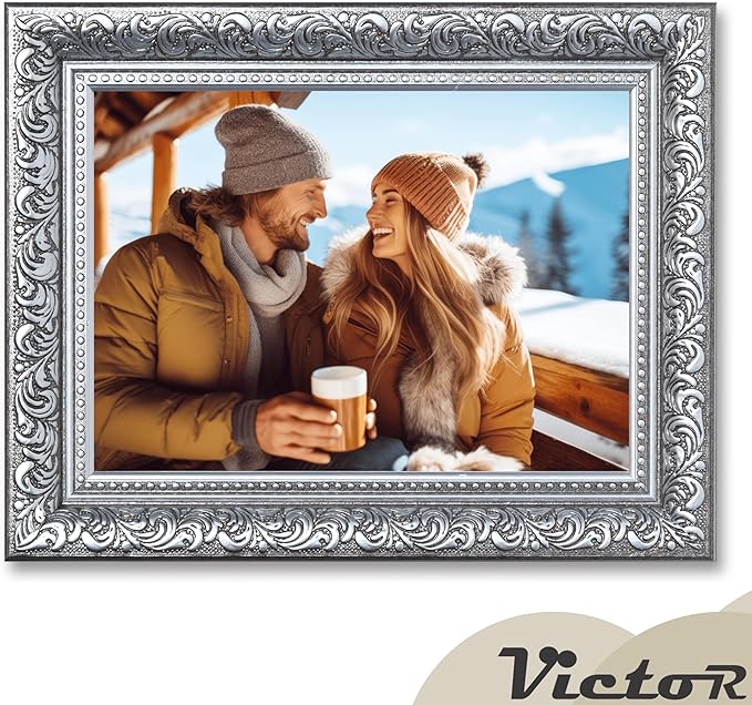 VictoR 5x7 Picture Frame Rubens Black Silver - Picture Frames 5x7 - with Shutterproof Acrylic Glass - Antique - Black 5 by 7