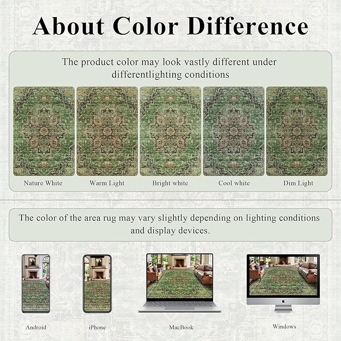 9x12 Large Area Rugs for Living Room Ultra-Soft Washable Rug Vintage Distressed Non-Slip Low Pile Stain Resistant Carpet for Bedroom Dining Room Kitchen Office