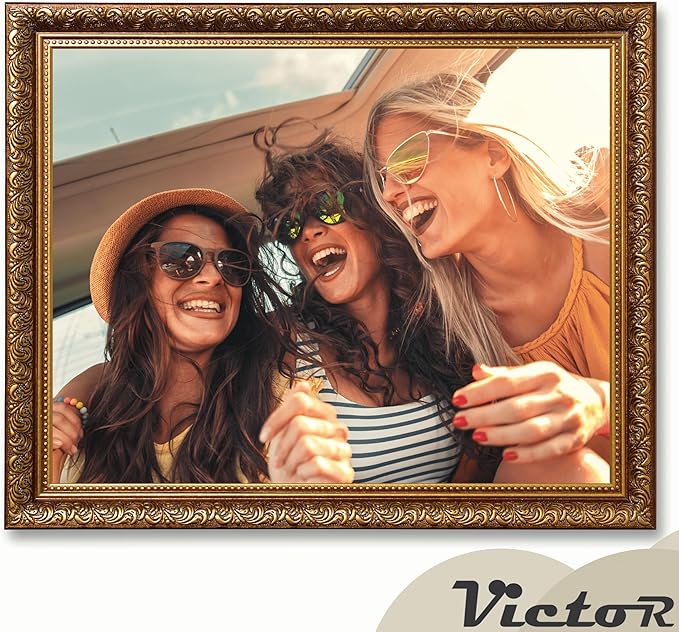 VictoR 11x14 Picture Frame Rubens Brown Gold - Picture Frames 11x14 - with Shutterproof Acrylic Glass - Antique - Brown 11 by 14 - only for hanging