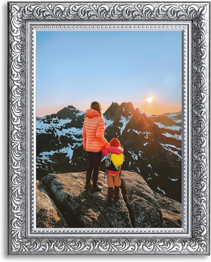 VictoR 6x8 Picture Frame Rubens Black Silver - Picture Frames 6x8 - with Shutterproof Acrylic Glass - Antique - Black 6 by 8