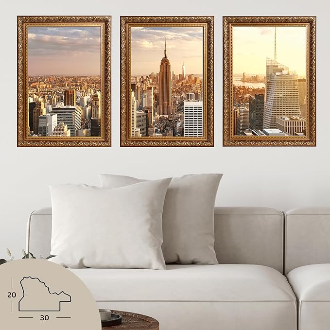 VictoR 8x12 Picture Frame Rubens Brown Gold - Picture Frames 8x12 - with Shutterproof Acrylic Glass - Antique - Brown 8 by 12 - only for hanging