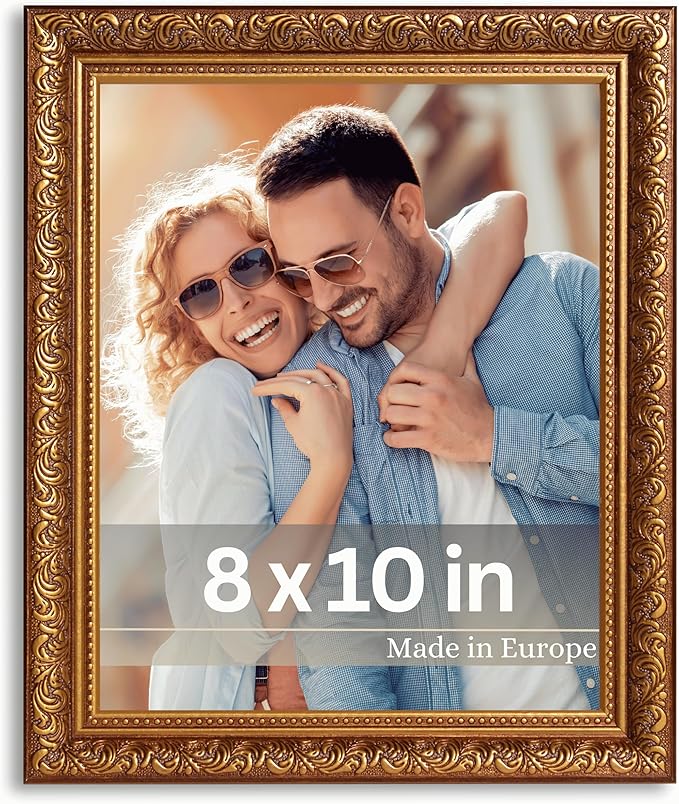 VictoR 8x10 Picture Frame Rubens Brown Gold - Picture Frames 8x10 - with Shutterproof Acrylic Glass - Antique - Brown 8 by 10 - only for hanging