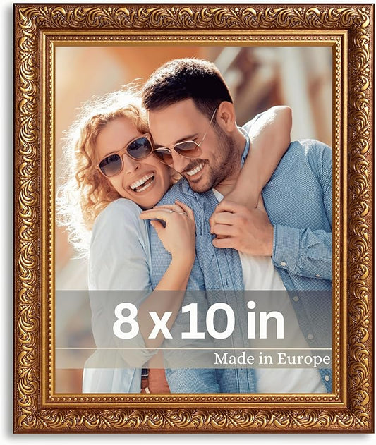 VictoR 8x10 Picture Frame Rubens Brown Gold - Picture Frames 8x10 - with Shutterproof Acrylic Glass - Antique - Brown 8 by 10 - only for hanging