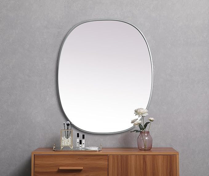 Gleam, Metal Frame Oval Mirror 30X36 Inch in, Modern, Silver